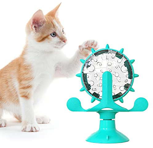 OwnLifeYF Accessoire pour animaux de compagnie Moulin à vent Jouet pour chat Jouet pour chat Accessoire amusant Chat fuite Balle automatique Distributeur automatique de nourriture Jouet pour chat