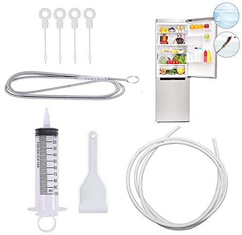 Abnaok Kühlschrankbürsten Ablaufloch Reinigungsset, Reinigungsbürste Flexible Rohrreinigungsspirale mit bürste für Zuhause Kühlschränke