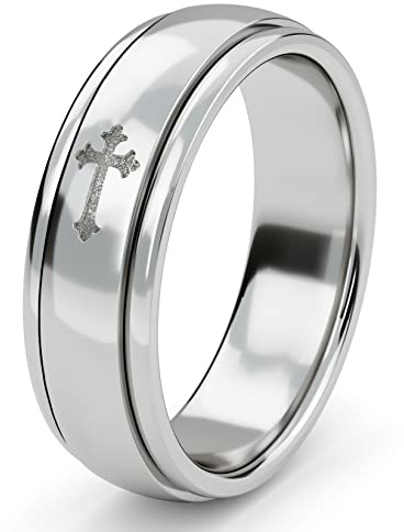 SHOP LC 925 Silber Drehring für Damen und Herren | Anti-Stress-Zappelring mit Chakra-Gravur | Rotierender Meditationsring gegen Angstzustände | Unisex-Silberring zum Verschenken und Entspannen