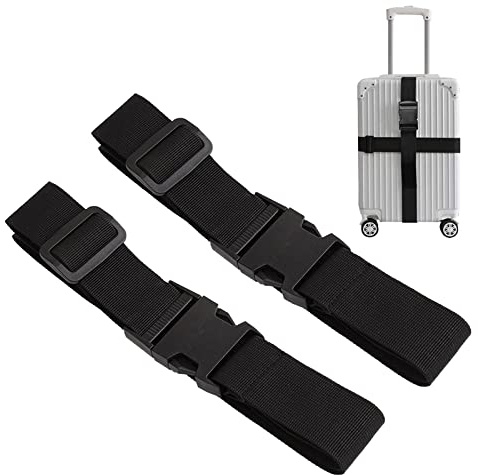 FuninCrea Cinghia per Valigia, 2 pezzi 2.5 * 180 cm Cinghie per valigie regolabili con fibbia a sgancio rapido Cinghie per cintura da viaggio antiscivolo per bagagli, tenda, zaino, piumino