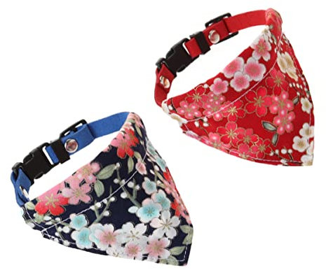 Mipcase 2stücke Dreieckshalsband Mit Blumenmuster Für Haustiere Verstellbar Halsband Halstuch Xs Pauschalangebot Atmungsaktiv Haustierzubehör