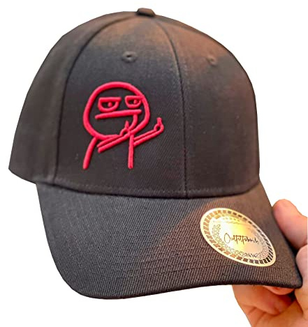 Outfitfabrik Snapback Basecap Männchen in schwarz, gebogener Schirm, roter 3D-Stick, für Männer und Frauen, One Size, verstellbar