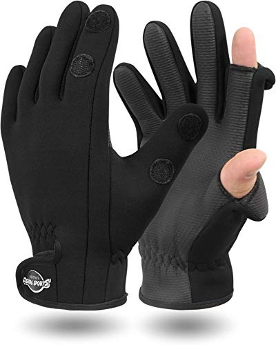 normani Neopren Anglerhandschuhe Zeigefinger und Daumen zum umklappen, wetterfest (XS-3XL)