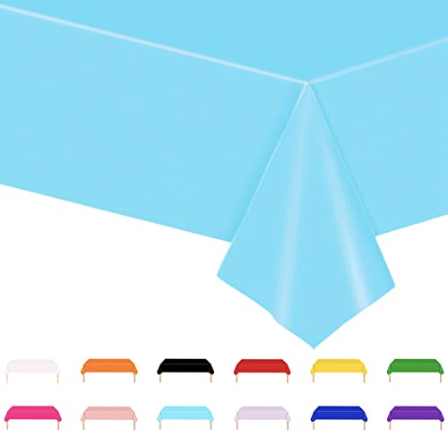 Tischdecke Hellblau,137x274cm Einweg Tischdecke Tischtuch Plastiktischdecke,Tischtuch Rechteckige Tischabdeckung Gartentischdecke Outdoor Table Cloth für Gastronomie,Party,Hochzeiten oder Haushalt