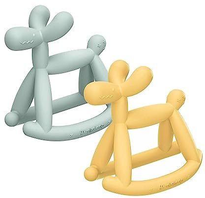 Miraloop Beißring für Baby, 2 Stück Jellydog Beißring Spielzeug aus Lebensmittelechtes Silikon BPA-Frei, Zahnungshilfe Baby Wundes Zahnfleisch zu Massieren Geeignet für ab 3 Monaten Babys