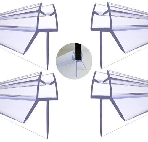 Hahhhha Clear PVC Shower Door Seal Strip - 4-Pack Glass Screen Seal for 4-6mm Bath Door - 30cm Length