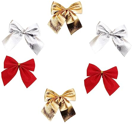 ORFOFE Weihnachtsbaumschmuck Weihnachtsmann 36 Stück Glitzernde Schleifen Ornamente Lichtecht Dekoration Für Den Urlaub Heimdesign