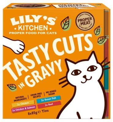 Lily’s Kitchen Tasty Cuts in Gravy Multipack for Cats (Chicken, Ocean fish Beef) (32 x 85g)