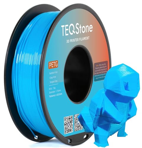 TEQStone PETG Filament 1.75mm Cyan (Wasser Blau) 1KG, Maßhaltigkeit +/-0.02mm Spule Sauber Gewickelt 3D Drucker Filament Vakuumverpackung