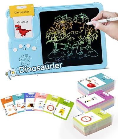 Vicalo Deutsch Lernspielzeug, Deutsch und Englisch Lernen für Kinder 1-6 Jahre, 510 Wörter Sprechende Flash-Karten mit LCD Schreibtablett, Montessori Interaktive Geschenk für Kind Geburtstag