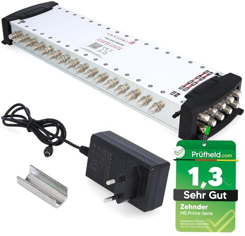 [ Test SEHR GUT *] ZEHNDER 9/32 Multischalter für Quattro & Quad LNB, Multiswitch für 2 Satelliten & 32 Teilnehmer (TV, Sat Receiver), 4K Digital Matrix Sat Verteiler, Schüssel Spiegel Antenne