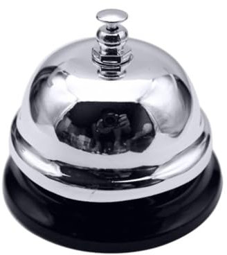 QOKLIYUI Leicht zu reinigende Tischglocke, geeignet für Küche und Zuhause, Restaurant Serviceglocke, Eisen Küchen Empfangsglocke, Silber