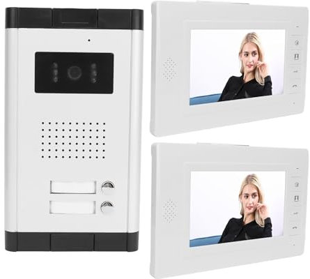 Videocitofono, Monitor TFT da 7 Pollici Videocitofonico 2 unità Interne Chiamata Bidirezionale 1 unità Esterna AC100-240V Installazione Semplice per Villa (Spina europea)