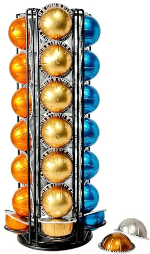 Wrobic Kapselhalter für Nespresso Vertuo Kapseln, Kaffee Kapsel Ständer Drehbare Pod Rack hält Nespresso Vertuoline Kapseln (35 Pods), Schwarz
