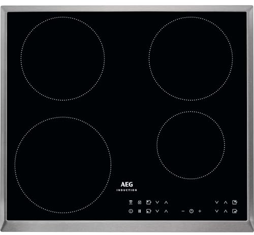 AEG Induktionskochfeld autark 60cm, 4 Zonen mit 4x Power-Funktion für schnelles Kochen, 14 Stufen, Edelstahlrahmen. Timer, Touch-Bedienung je Zone, kompatibel mit Haubenautomatik, IKB6430AXB