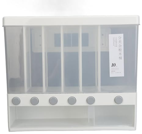 Wall Mounted Airtight Grain Storage Container with Measuring Cup, Automatic Dispensing, Sealed Design, Multipurpose for Rice, Wheat, Brown Rice