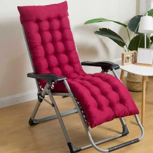 BangDon Kissen für Sonnenliegen, faltbar, Loungekissen, Bankkissen, rechteckig, weich, dick, gepolstert, mit rutschfesten Riemen, für Gartenmöbel, Sonnenliege, Terrasse, Strand, Rot 1,90 x 45 cm