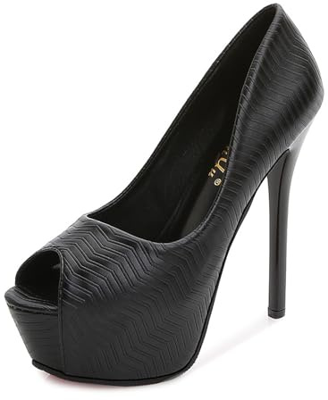 Peep Toe Pumps Scarpe con Tacco E Plateau Tacco A Spillo Décolleté Donna Scarpe col Tacco Donna 12/14cm da Matrimonio Ufficio Feste Sexy Scarpe (Mandorla 12CM,36)