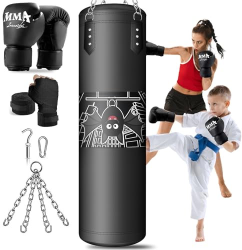 Punching Bag for Kids, 2.7FT Hanging Boxing Bag with Boxing Gloves, Kids Boxing Set Kickboxing Bag for Youth Boxing Karate Muay Thai Kick Taekwondo Training