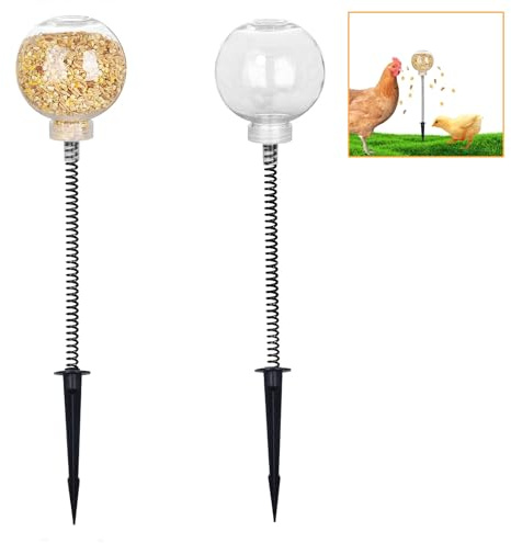 2 uppsättningar foderdispenser kycklingmatare kycklingleksak med våren kyckling långsam matare driv uttråkad till tristess håll dig på gott humör för kycklingar fjäderfä 30 cm