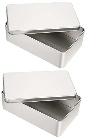 Ipetboom Biscottiera in Latta Argento 2 Pezzi Capacità Adeguata e Design Semplice, Facile da Aprire e Chiudere, per Organizzare Snack e Dolci in Casa