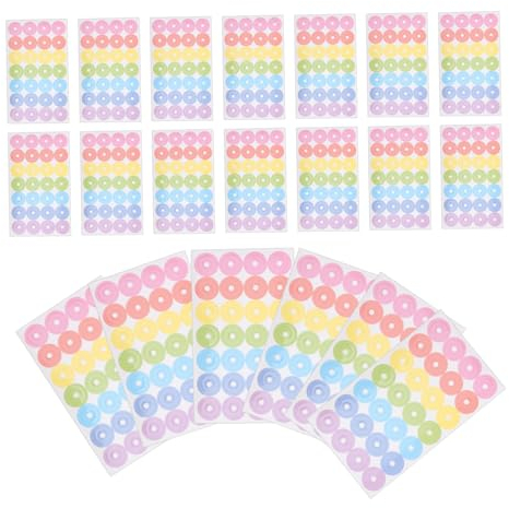 KICHOUSE Hole Punch Reinforcement Stickers, Paper Hole Reinforcement Labels with Colorful Self-Adhesive Rings, 20 Sheets for Binder and Note Paper Protection and Repair in Office and School Use