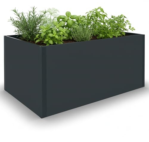 osoltus doppelwandiges Hochbeet Gartenbeet Pflanzbeet aus Metall grau