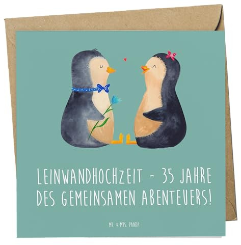 Mr. & Mrs. Panda doppelkarte 35. Hochzeitstag Leinwandhochzeit - Geschenk, faltkarte, anlasskarte, Liebe und Zusammenhalt, beständige Ehe, Grußkarte, Glückwunschkarte, Hochzeit, Meilenstein, Heiraten