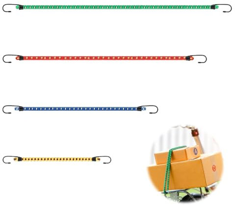 Tendeurs Elastique avec Crochets,Lot de 4 Pièces Tendeurs Elastique avec Crochets,Sangle Elastique,Extenseur Sandow,pour Bagage Velo Camping Auvent Caravane Bache,40+60+80+100cm