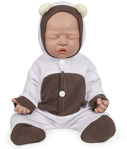 Vollence Bambola Neonata 31cm in Silicone, Bambino Neonato Sensazione Vera, Bambola Addormentata Realistica - Ragazza