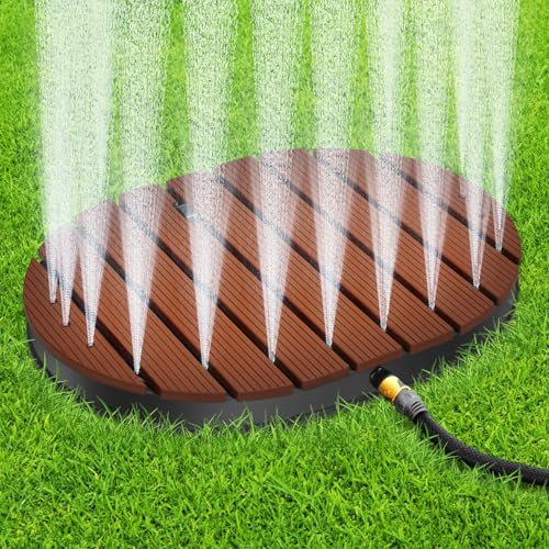 Jaxguom Doccia da giardino con 22 ugelli in rame e pedana, effetto legno WPC, antiscivolo, resistente alle intemperie, fino a 4 m di altezza della fontana, doccia per sauna, doccia da campeggio