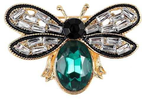 Spilla a forma di ape, spilla con strass a forma di ape, vintage, a tema insetto, accessori eleganti per donne, uomini, feste, appuntamenti quotidiani, 3.8×2.7 cm, Metallo, Nessuna pietra preziosa