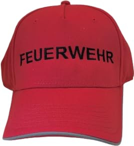 Feuerwehr Cap Basecap Feuerwehr Bestickt mit Metallverschluss und mit reflektierenden Paspelierungen
