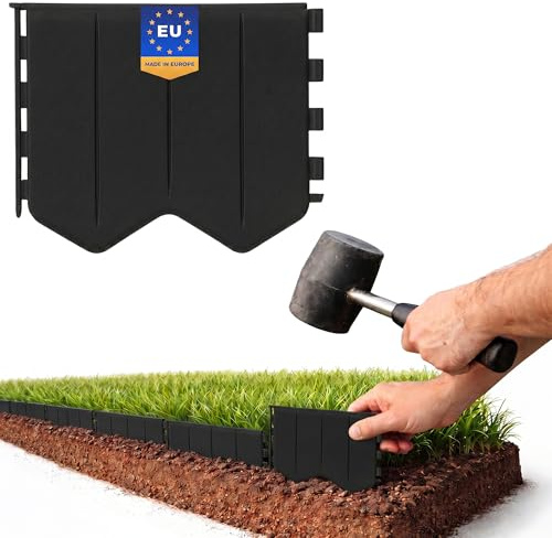 GARDENIX Bordure de pelouse Facile à Installer - en Plastique Noir - 20,6 m - sans Creuser - Bordure de Parterre en Plastique recyclé - Flexible et Durable - Fabriquée dans l'UE