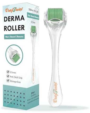 CrafTreat Derma Roller 0.5mm with 540 Microneedles for Hair Growth, Beard Growth, and Facial Skin Care – Microneedling Tool for Men and Women