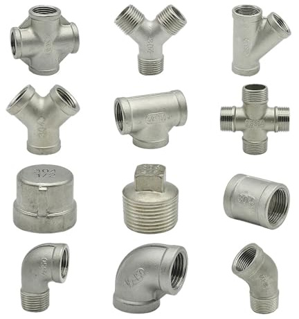 1PCS 1/4 3/8 1/2 3/4 1 1-1/4 2 BSP 304 Stainless Steel Elbow 3way 4way Threaded Butt Adapter Pipe Fittings(3/8,T-F)