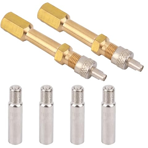 4 Valve Extender & 2 Valve Stem Extension, 39mm & 50mm Heavy-Duty Brass Tire Adapter with Straight Bore Design Air Inflation Extenders Universal Fit for Car Truck Motorcycle Bike Mower Scooter