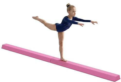 SPORTNOW 7.7ft Folding Gymnastics Beam, Floor Balance Beam for Kids with Anti-Slip Base, Gymnastics Equipment for Home Gym, Training Exercise, Pink