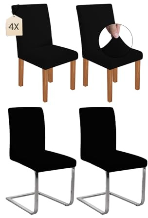 Dmyifan Stretch Stuhlhussen Schwingstühle, Abnehmbarer Waschbarer Stuhlbezüge, Chair Cover für Esszimmer, Hotel, Bankett, Partys Deko, Hochzeit (4, Schwarz)