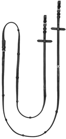 Start Pimple Rênes en caoutchouc antidérapant 22 mm avec butoir et boutons papillon, boucles en acier inoxydable, poignée antidérapante, noir, complet (demi-sang)