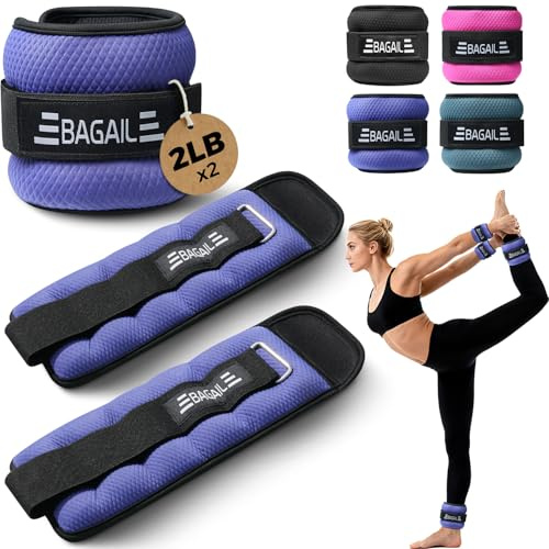BAGAIL Set med ankel- och handledsvikter (0,91 kg x 2) – arm- och benvikter för män och kvinnor – justerbar storlek, säker passform och snygg design för promenader, löpning, hemträning och