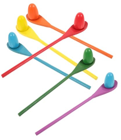 SUPVOX 6 Ensembles Jeu Œuf et Cuillère Bois Coloré Sensoriel Garçon Fille pour Entraînement Coordination et de Adapté Garçons et Filles