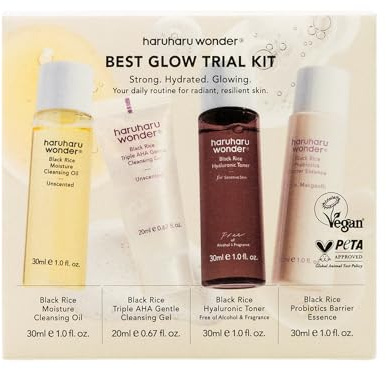 haruharu Best Glow Trial Kit, Skin care Starter Set, Travel Size, Vegan