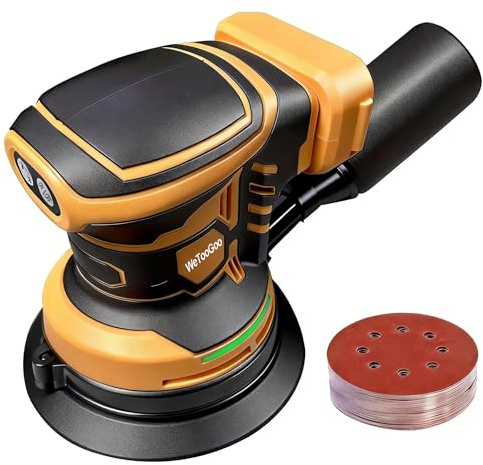 Brushless Cordless Random Orbital Sander Compatible for Dewalt 20v/60v Battery, Electric Palm Orbital Sander With Dust Collector, 6 Variable Speeds, 20Pcs Sandpaper For Sanding Woodworking(TOOL ONLY）