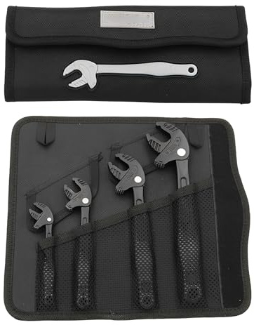 LICAEVEY Jeu de Clés à Molette Autobloquantes, 4 Pièces, clé à Cliquet à Mâchoire Large avec échelle Métrique pour Tuyaux, Réparation Automobile et Domestique, Construction en Acier Cr V