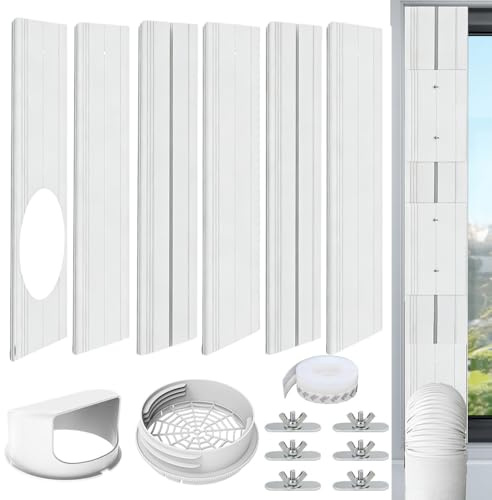SKIKHN Kit Finestra Condizionatore Portatile, 6 Pezzi Condizionatore d'aria portatile Windows Vent Kit, Condizionatore Portatile Kit Finestra con Diametro di 15 cm, 43–225 cm (17–88.6 Pollici)