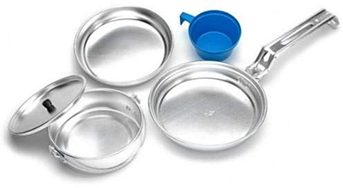 A.Blöchl Camping Kochset aus Edelstahl oder Aluminium (1 Person/Edelstahl/6 TLG.)