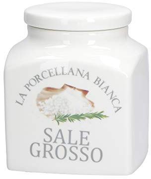 LA PORCELLANA BIANCA - Gedeckter Behälter Deco Rock Salt, Nylon/A - Aufbewahrung, Gläser und Behälter - Küchendosen - Porzellan - 1100 cc; 12 x 12 x 13,5 cm