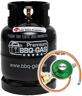 Bluecraft Premium BBQ-Gas Flasche 8kg ungefüllt im Set 1 Regler und Schlauch