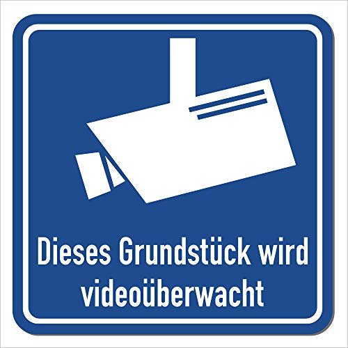 Magnetschild Grundstück wird videoüberwacht | Schild magnetisch mit Piktogramm nach DIN 33450 | Wetterfest - Geeignet für Innen/Außen (15 x 15 cm)